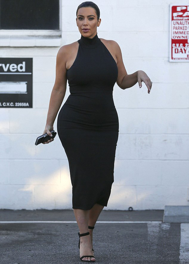 _11-2-Kim-Kardashian-Wests-Van-Nuys-Ronny-Kobo-Black-Mock-Neck-Thiadora-Midi-Dress