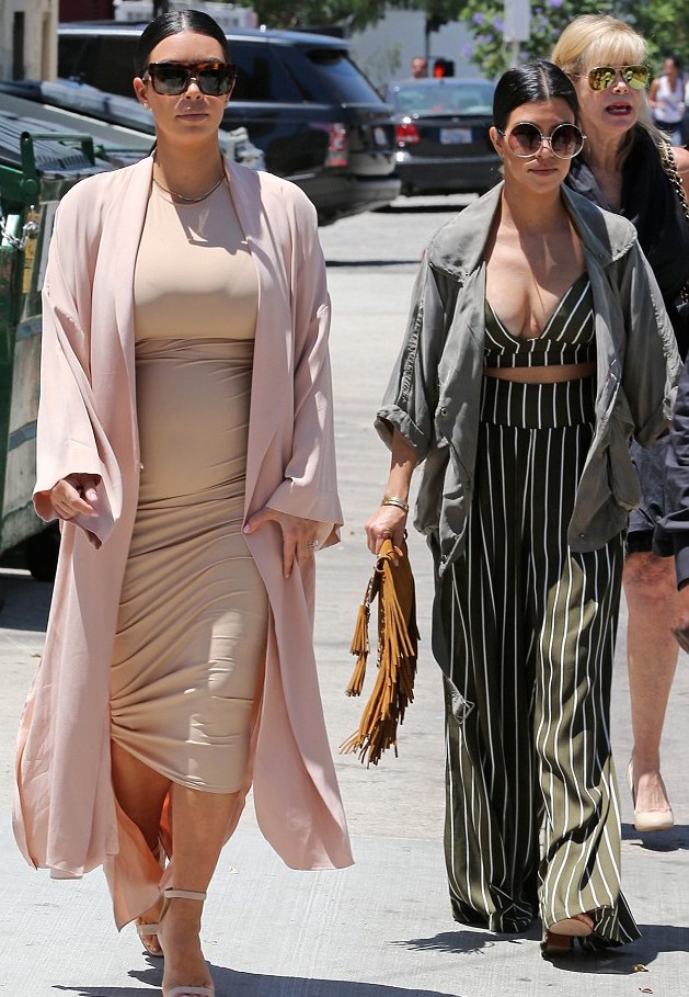 3 Kourtney Kardashian's LA Family Outing Just Enaj ESQ Striped Black Bralette and Wide Legged Pants
