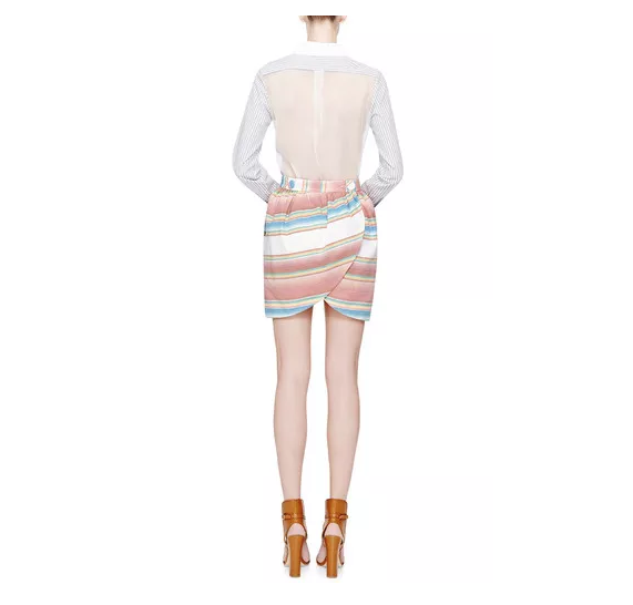 9 Harvey Faircloth M'O Exclusive Striped Cotton Tulip Skirt