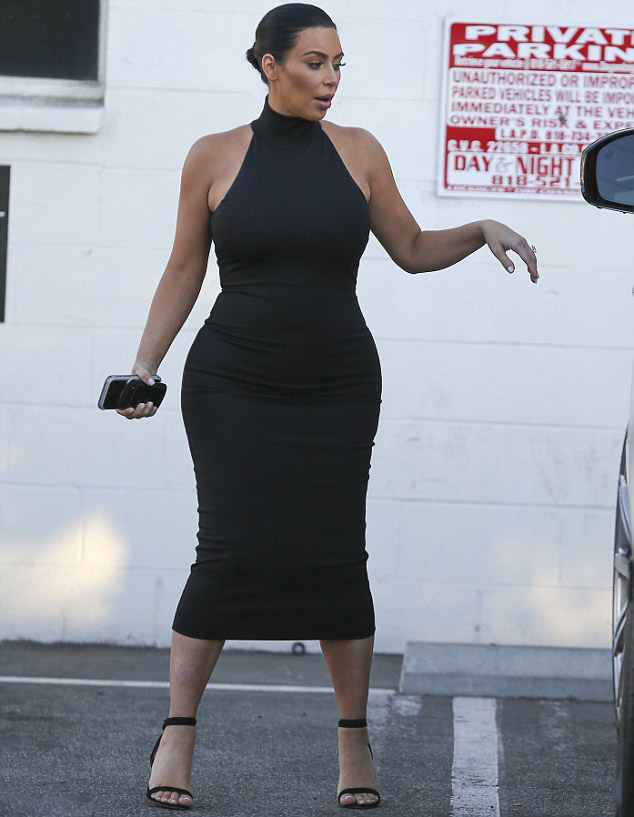 Kim Kardashian West's Van Nuys Ronny Kobo Black Mock Neck Thiadora Midi Dress