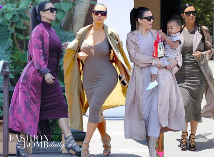 Kim Kardashian's 2nd Pregnancy Style of Monochromatic Long Coats, Maxi Dresses, and Heels