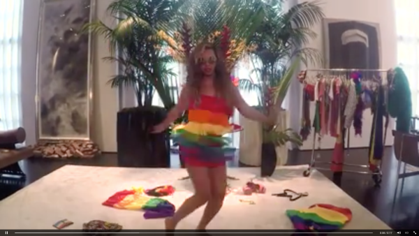 beyonce marriage equality rainbow fringe dress