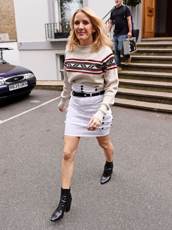 Splurge: Goulding's Abbey Road Studios Isabel Wool Blend Sweater and High Waisted Cotton Denim Skirt