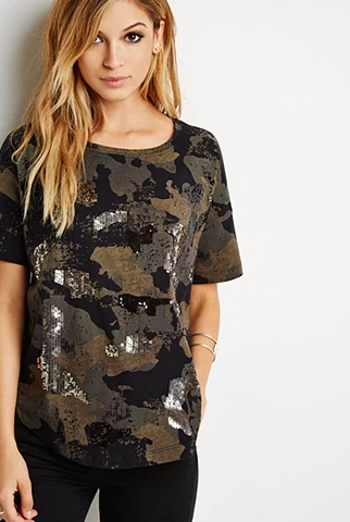 forever 21 sequin camo tee