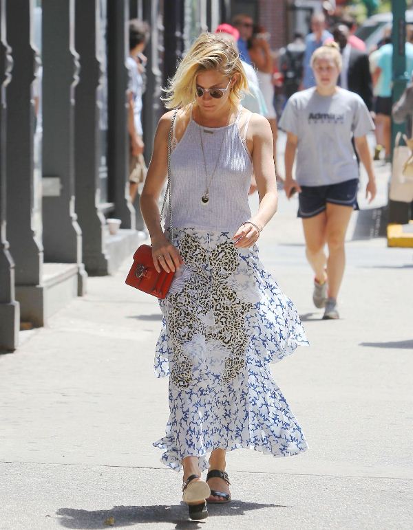 Splurge: Sienna Miller's New York City Stella McCartney Embroidered Skirt  and Gucci Interlocking Polished Leather Shoulder Bag – Fashion Bomb Daily