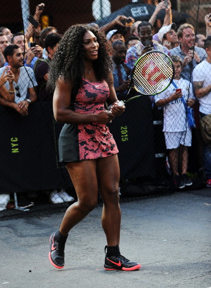 000 Serena Williams's NYC Street Tennis Event Nike Red Snake Print Tennis Dress
