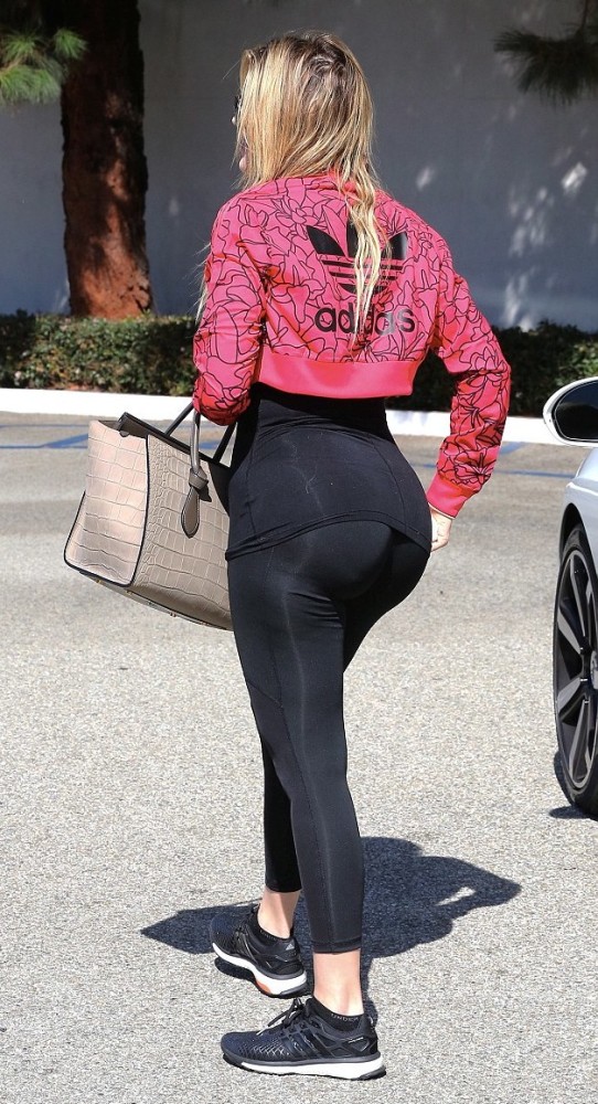 1 Khloe Kardashian's Gym Adidas Dear Baes Superstar Red Printed Cropped Track Jacket