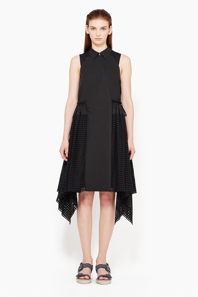 2 First Lady Michelle Obama's White House 3.1 Phillip Lim Black Mixed Lace Sleeveless Dress with Lace Godet