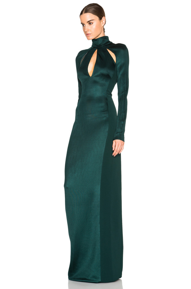 3 Khloe Kardashian's Instagram Date Night Mugler Black Long Sleeve Keyhole Cut Out Gown