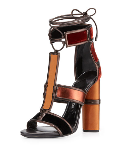 7 Kim Kardashian's LA Lunch Date Tom Ford Patchwork Leather Cage Sandals