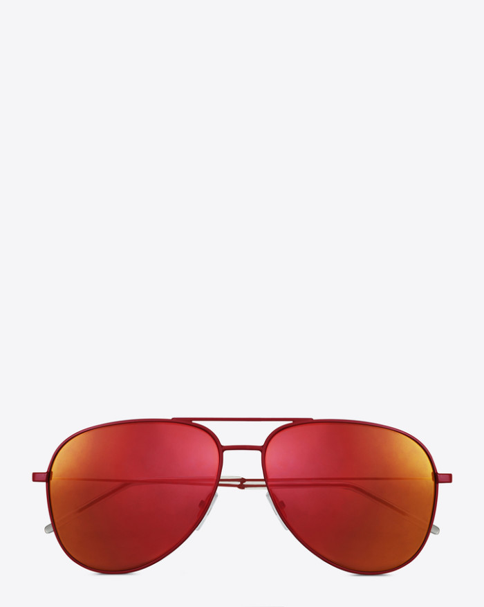 78 Emily B's Instagram Saint Laurent Classic 11 Aviator Sunglasses In Red Stainless Steel With Red and Orange Mirrored Lenses