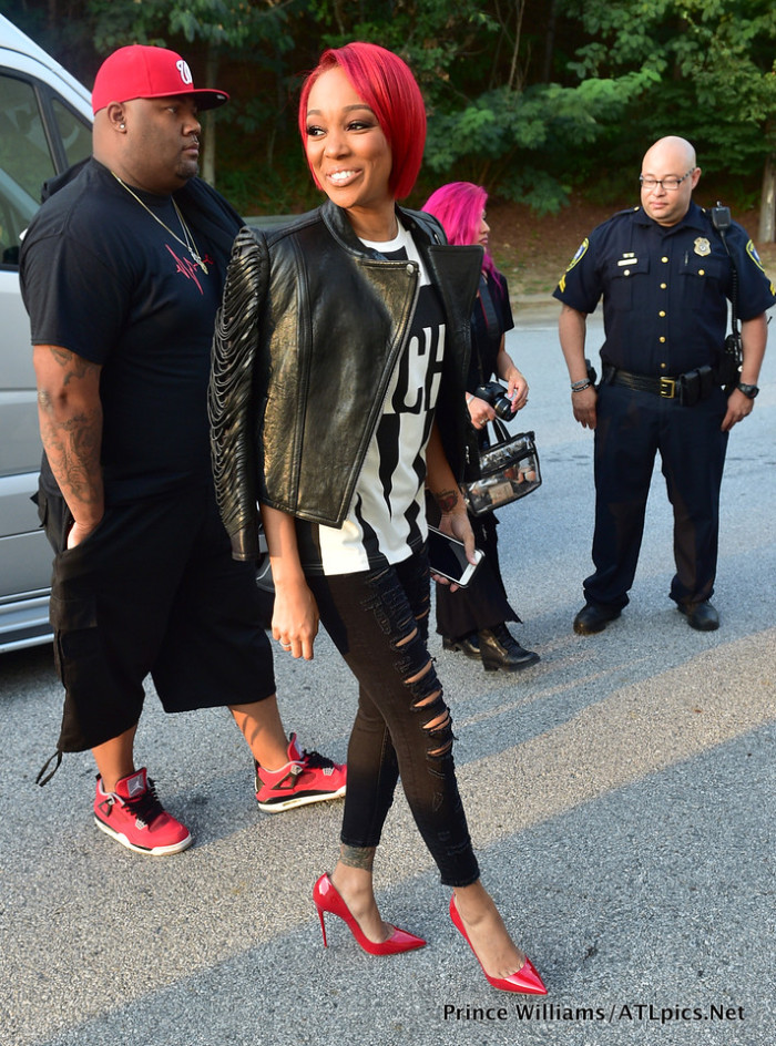 8 Monica Brown's DTLR  Meet and Greet Moschino Black and White Logo Letter Tee and Slashed Black Jeans
