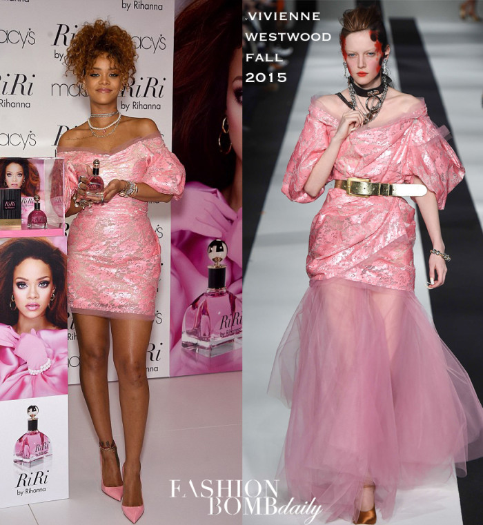 _87--Rihanna's-Riri-Fragrance-Unveiling-Vivienne-Westwood-Red-Label-Fall-2015-Bubblegum-Pink-Mini-Dress-and-Christian-Louboutin-Pumps