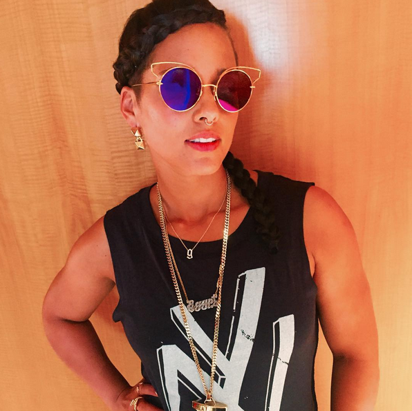 88 Alicia Keys's 2015 Harlem Week Summer in the City Event Dita Believer Wire Cat Ear Round Mirror Sunglasses