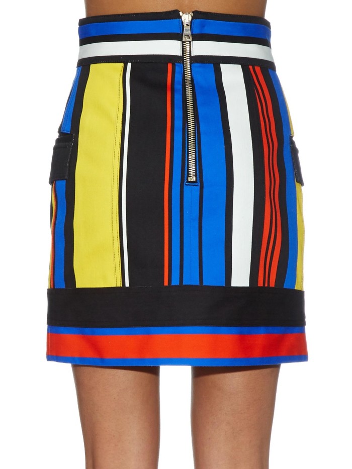 9 Rochelle Humes's The X Factor UK Press Launch Balmain Multicolored Striped Mini Skirt