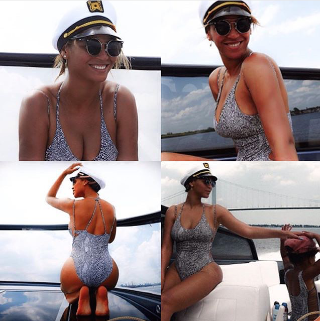 Beyonce's Yacht Acacia Swimwear Snake Print One Piece Side Cut out Swimsuit
