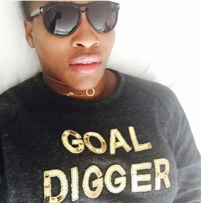 Serena Williams's Instagram Bow & Drape Goal Digger Gray Sweatshirt