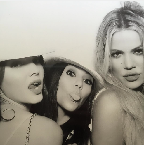 White Birthday Party with Khloe Kardashian in Ellery's Double Slit Skirt, Kylie Jenner in Balmain's Lace Up Dress, and Kim Kardashian in Ronny Kobo's Thiadora Ponte Racerback Midi Dress