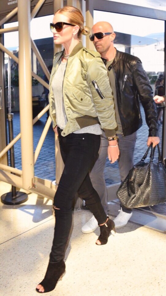 2 Rosie Huntington-Whiteley vs. Nicki Minaj in Saint Laurent's Olive Green Bomber Jacket