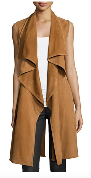 8 Karrueche Tran's New York Fashion Week La Marque Brown Suede Elem Vest and the High Waisted Pants
