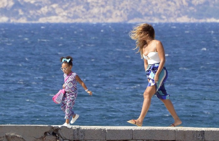9 Blue Ivy's Italian Vacation Splendid Littles Geo Print Top and Pants and Splash About Float Suit Apple Daisy
