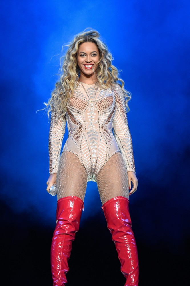 Beyoncé Wears a Hervé Léger by Max Azria Custom Embroidered Bodysuit for her Opening Performance at the Made in America Festival