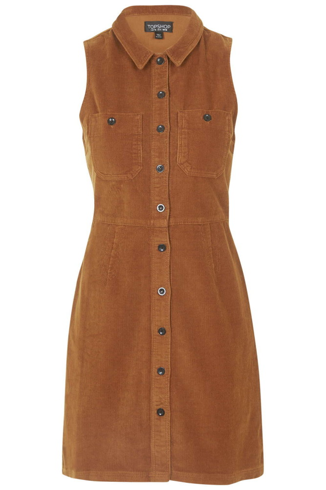 Cord Button Front Dress