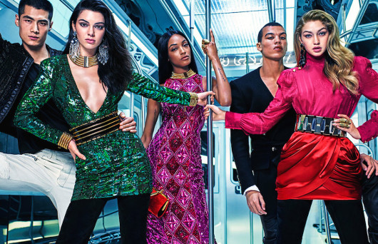 Kendall Jenner, Gigi Hadid and Jourdan Dunn by Mario Sorrenti for Balmain x H&M's Print Campaign