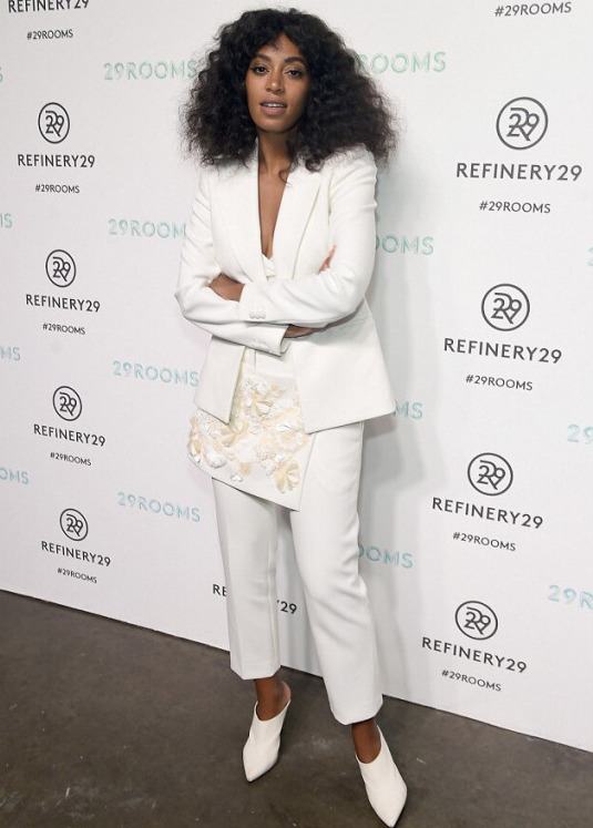 Solange Knowles's Refinery 29 #29Rooms New York Fashion Week Event 3.1 Phillip Lim White Blazer, Top, and Pants