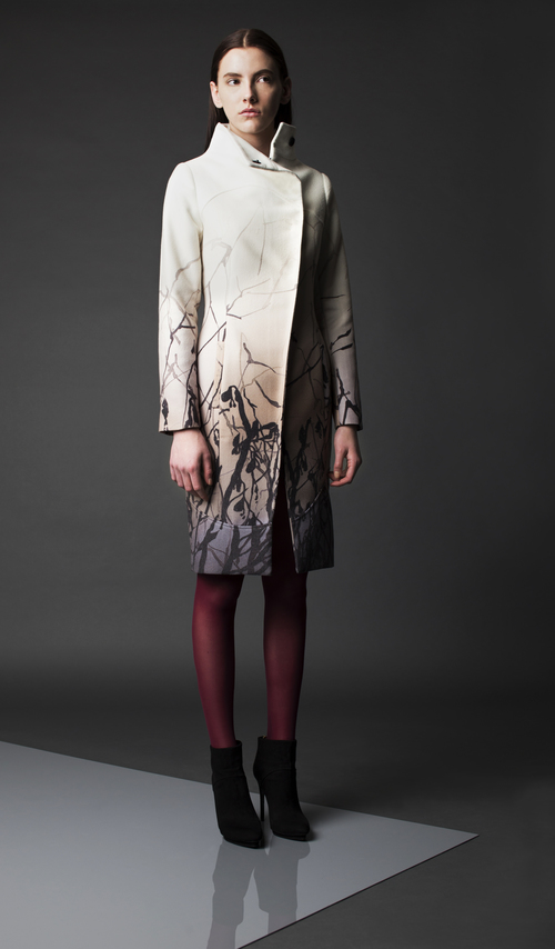 Zendaya Coleman's New York Fashion Week Alax Diamond Nature Printed Ombre Trench Coat,