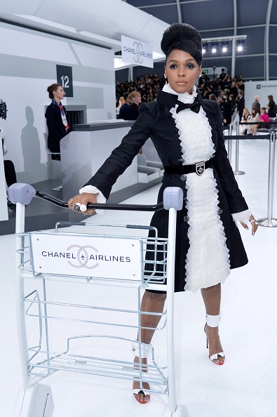 3 Janelle Monae's Chanel Spring 2016 Show Chanel Fall 2015 Black and White Dress