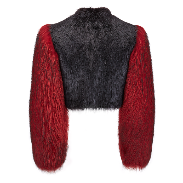 4 Nicki Minaj's Studio Session Giuseppe Zanotti Black and Red Fur Sybil Jacket