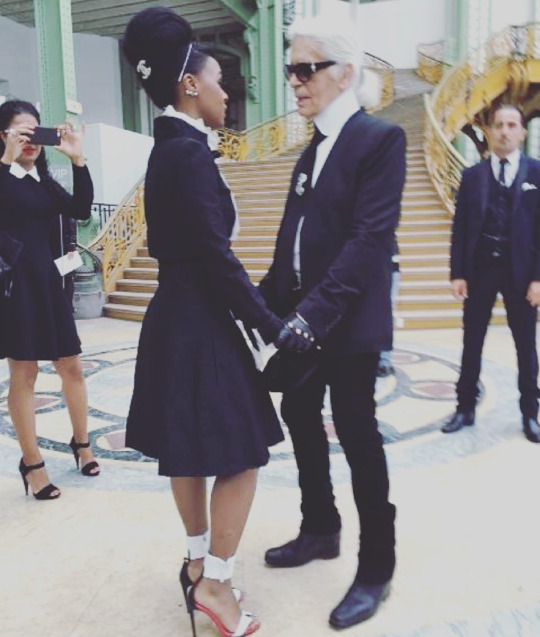 5 Janelle Monae's Chanel Spring 2016 Show Chanel Fall 2015 Black and White Dress