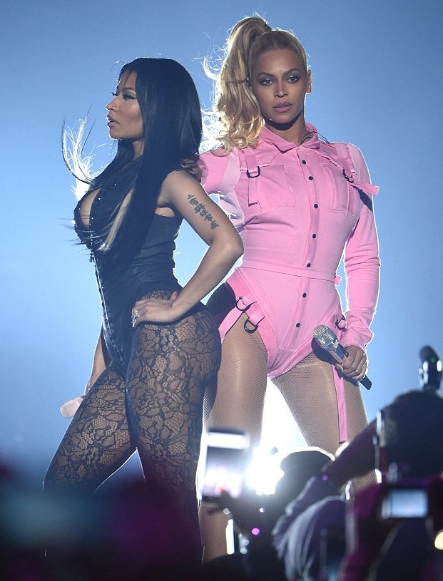 8 Nicki Minaj and Beyonce's Tidal X 1020 Amplified Concert Prada Chunky Black Boots 9