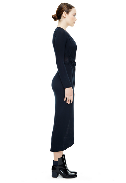 9 Michael Maven Official's Draped Black Dress with Ruching