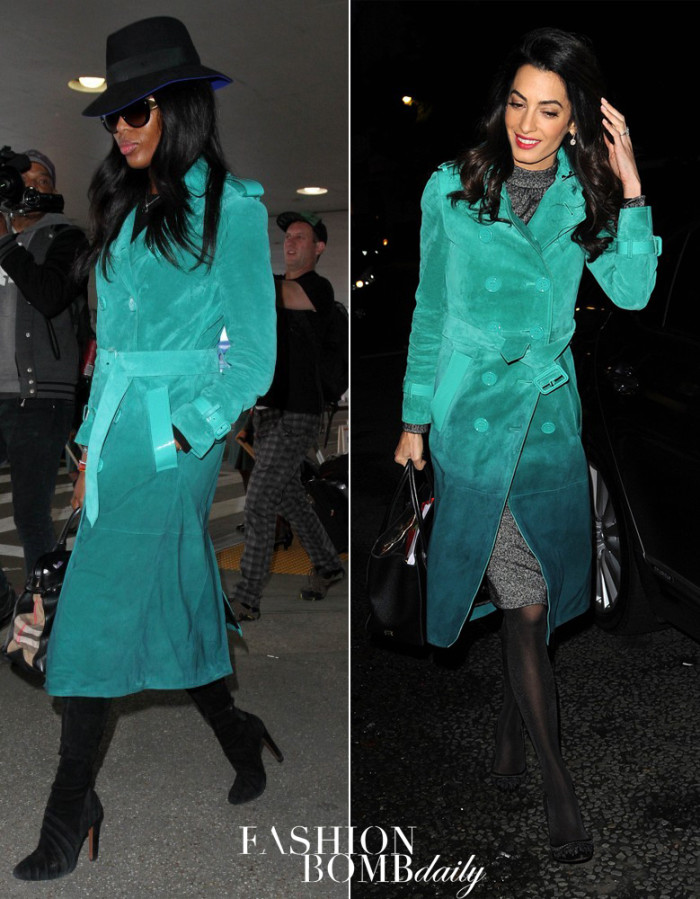 Amal Clooney vs. Naomi Campbell in Burberry's Ombre Suede Trench  _Amal-Clooney-vs