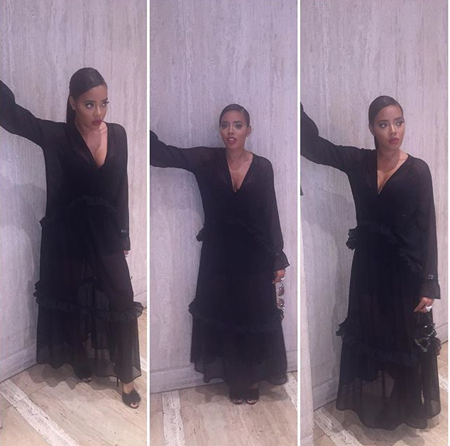 Angela Simmons's Instagram H&M Black Chiffon Maxi Dress 0