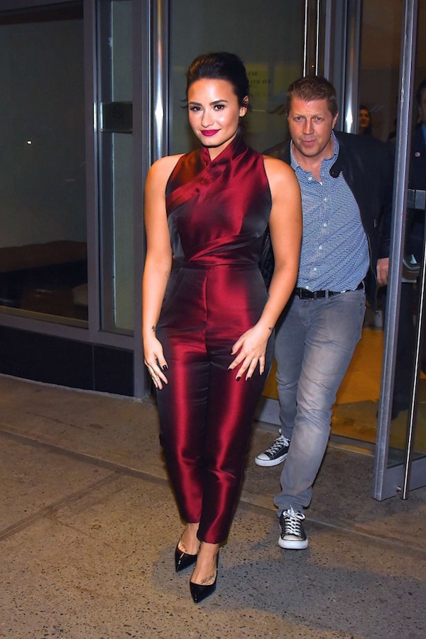 Hot Or Hmm… Demi Lovato’s New York City Iris Van Herpen High Neck Wrap Front Sleeveless Jumpsuit
