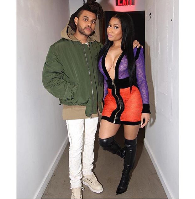 Nicki Minaj's The Weeknd Instagram Balmain Colorblock Crochet Purple and Orange Zip Front Dress