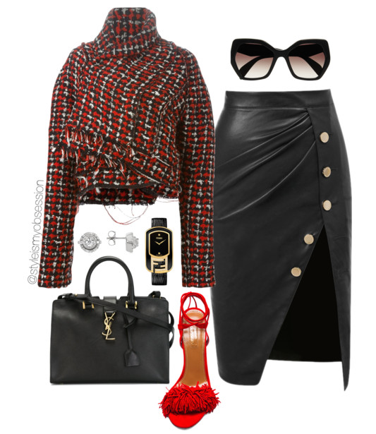 house of cb faux leather skirt haider ackermann asymmetric tweed jacket what to wear with how do you wear aquazzura red wild thing sandals