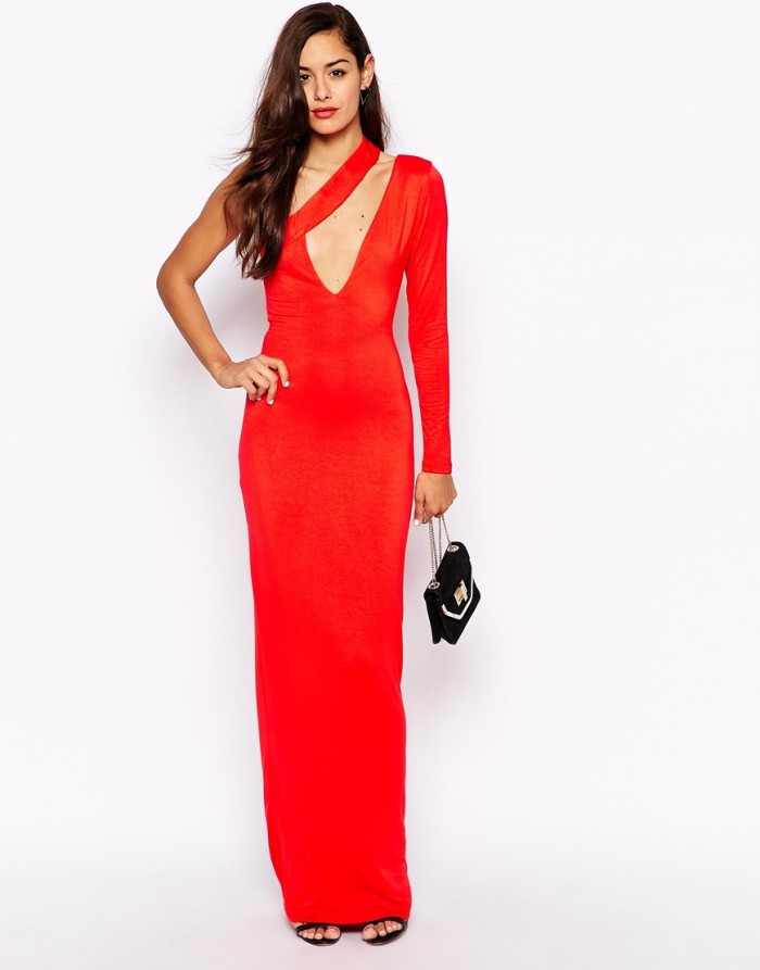 5 Porsha Williams's Watch What Happens Live AQ:AQ Red One Sleeve Long Cut Out Dress