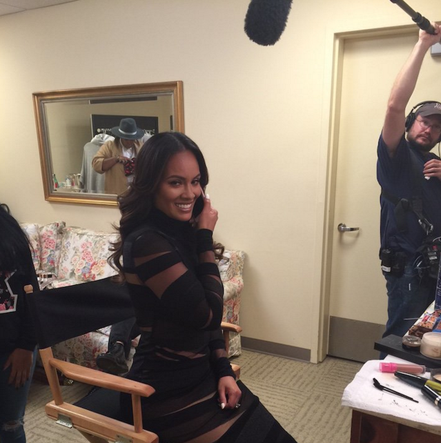 Evelyn Lozada's Twitter Emilio Pucci Black Banded Wool and Mesh Dress
