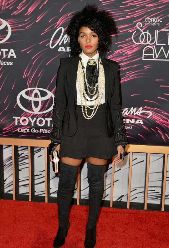 Janelle Monae hit the red carpet for the taping of the 2015 Soul Train Awards held in Las Vegas, NV.