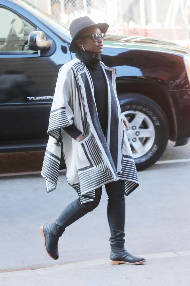 Lupita Nyongo went for classic hues of black and white while out in New York City.