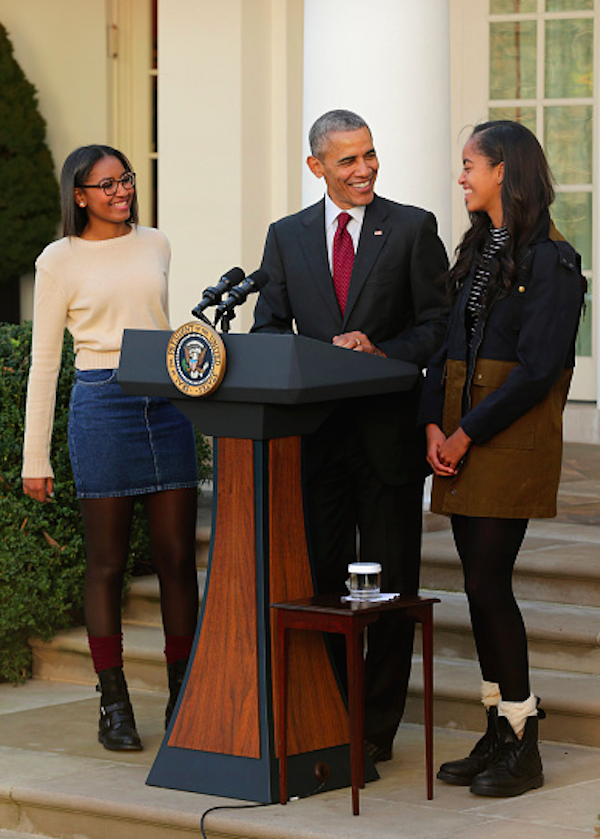 President Obama and first daughters Sasha and Malia were present at the Presidential Turkey Pardon Ceremony.