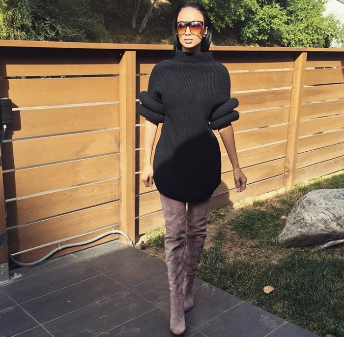 Draya Michele posed up on the 'Gram wearing a sweater dress and thigh high boots.