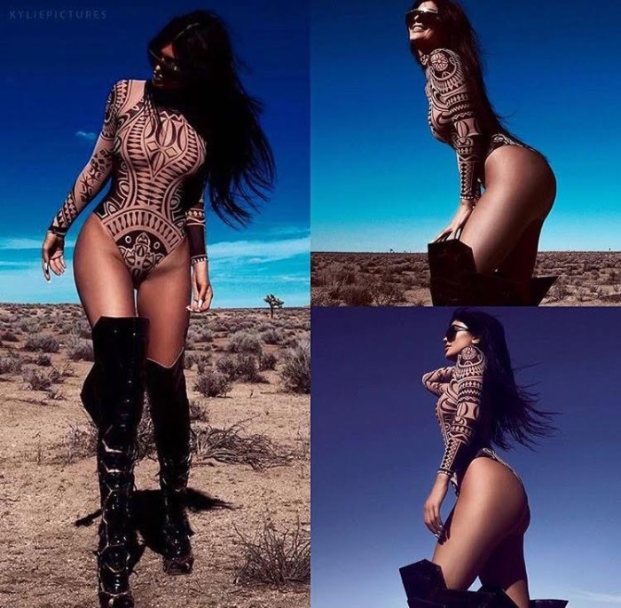 kylie-jenner-dsquared2--DSquared2's Fall 2015 Tribal Print Bodysuit as Seen on Jennifer Lopez, Cassie, Ciara, Toya Wright, and More!