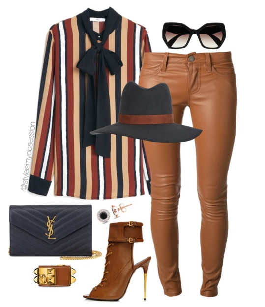 what to wear with striped mango top leather pants