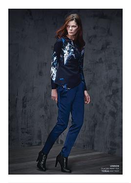 0 Brandy's Zoe Ever After Promo Rounds Femmes D'Armes Long Sleeve Navy Glacier Print Top and Matching Pants
