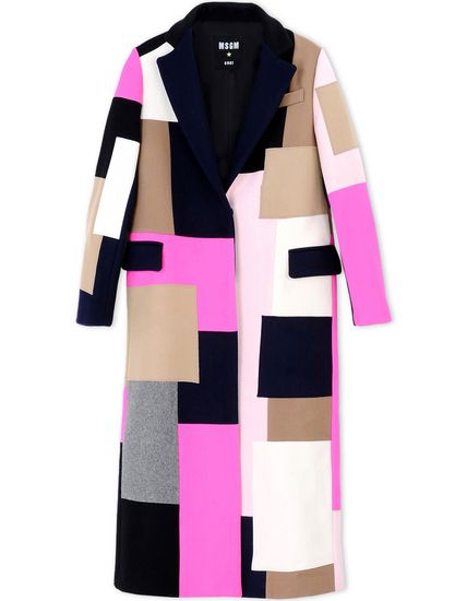 1 Lala Anthony's New York City MSGM Pink, Tan, Black, and Gray Fall 2015 Patch Coat